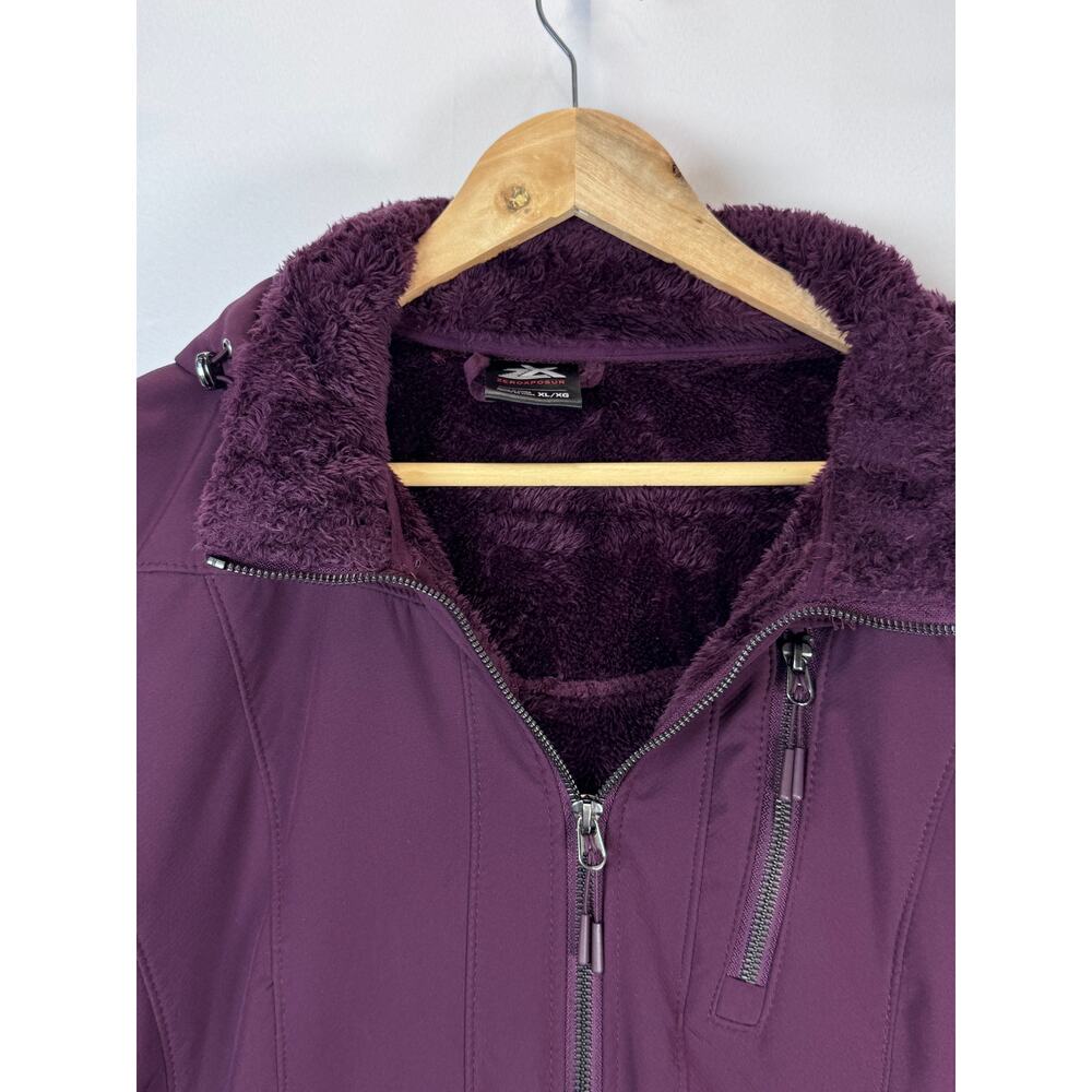 ZeroXposur Women's Softshell Jacket XL Purple Faux Fur Lined Hooded Winter - Picture 3 of 11